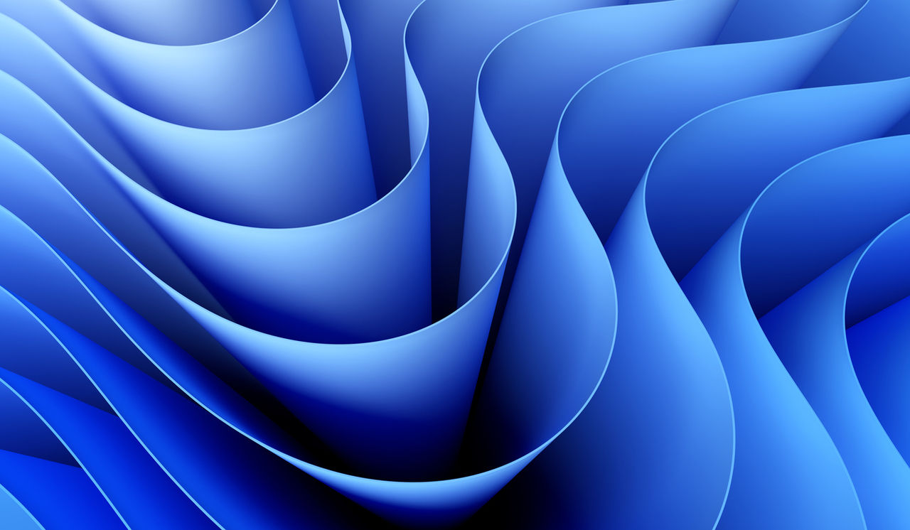 3D render abstract background of smooth lines of spline blue waves
