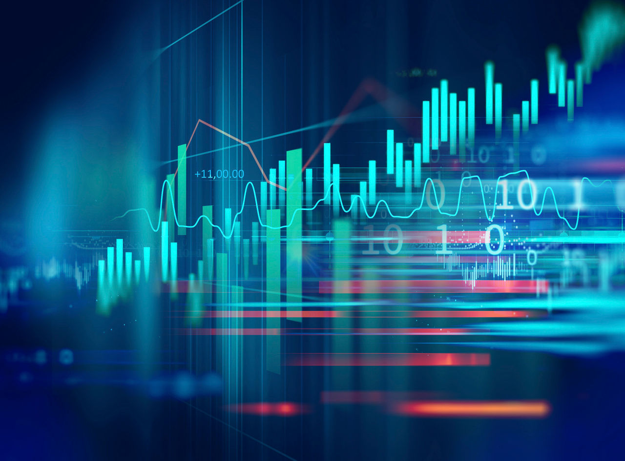 financial stock market graph illustration ,concept of business investment and stock future 
trading.